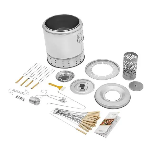 Alt view image 7 of 7 - Portable Barbecue Outdoor Charcoal Barrel Grill 20 Skewers Camping BBQ Grill