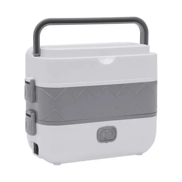 Alt view image 4 of 7 - Portable 2 Layer Lunch Box Electric Food Warmer Rice Cooker Stainless Steel 110V