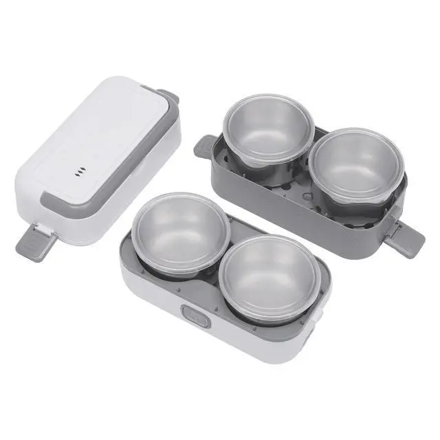 Alt view image 6 of 7 - Portable 2 Layer Lunch Box Electric Food Warmer Rice Cooker Stainless Steel 110V