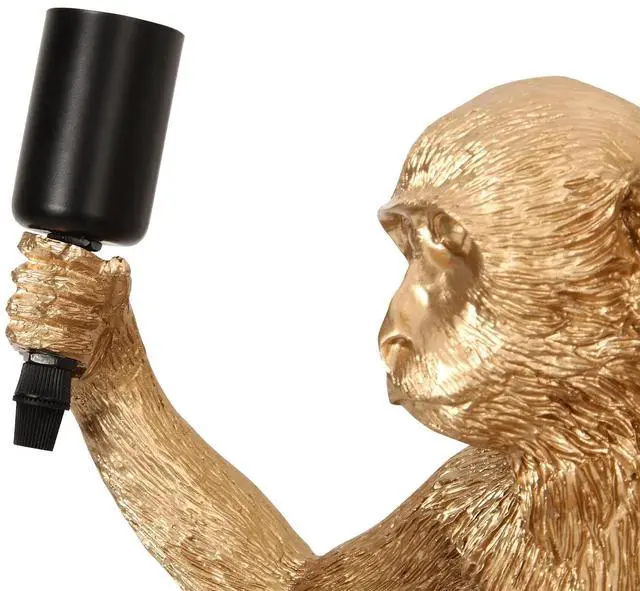 Alt view image 7 of 7 - Vintage Wall Lamp Golden Monkey Shape Resin Table Light Fixture Home Room Decor