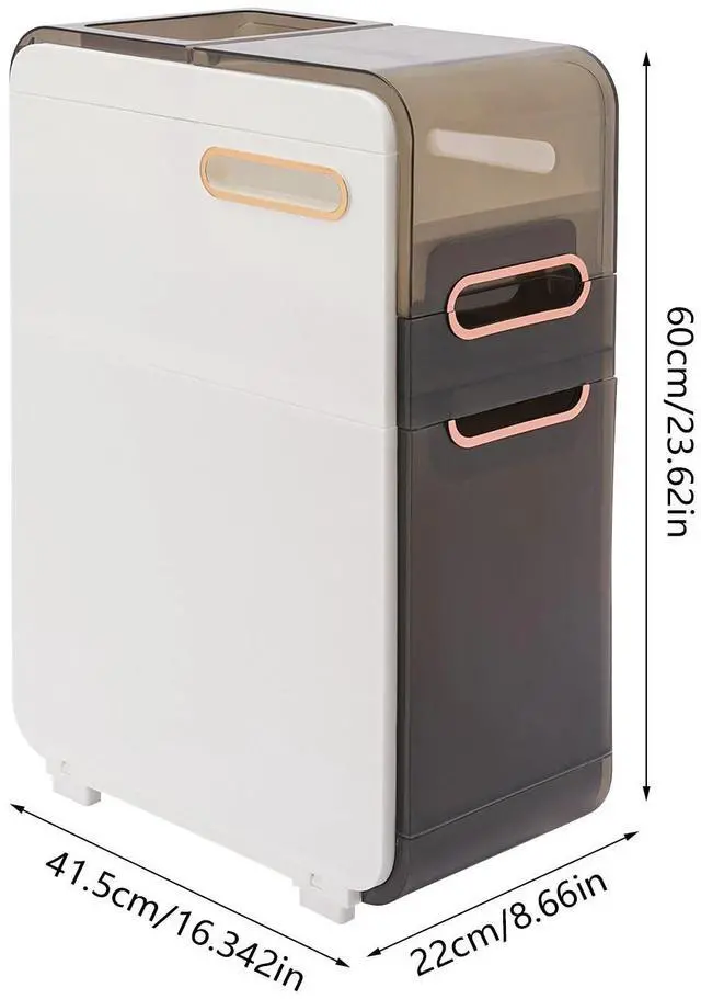 Alt view image 3 of 7 - Floor Cabinet For Narrow Bathroom Floor Standing Toilet Paper Holder