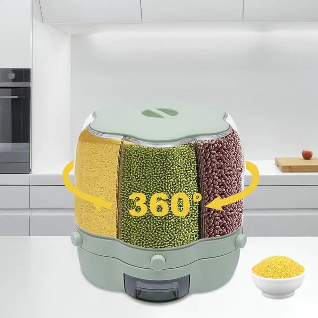 Alt view image 2 of 7 - 6 Barns Cereal Dispenser Rice Grain Dry Food Storage Container 360 Rotatable 8kg