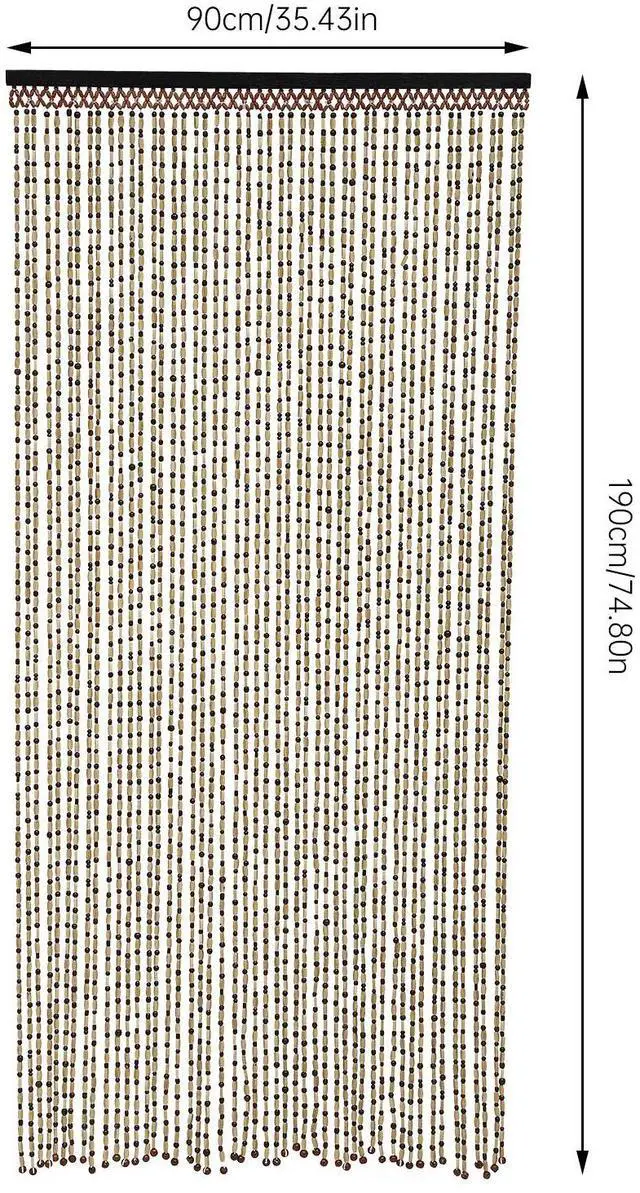 Alt view image 3 of 7 - 74.8 Inch Boho Natural Wood and Bamboo Beaded Curtain for Doorway Room Divider