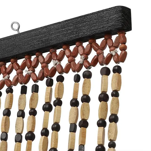 Alt view image 5 of 7 - 74.8 Inch Boho Natural Wood and Bamboo Beaded Curtain for Doorway Room Divider