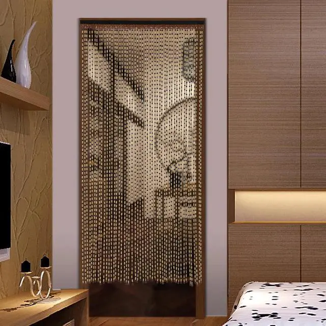 Alt view image 4 of 7 - 74.8 Inch Boho Natural Wood and Bamboo Beaded Curtain for Doorway Room Divider