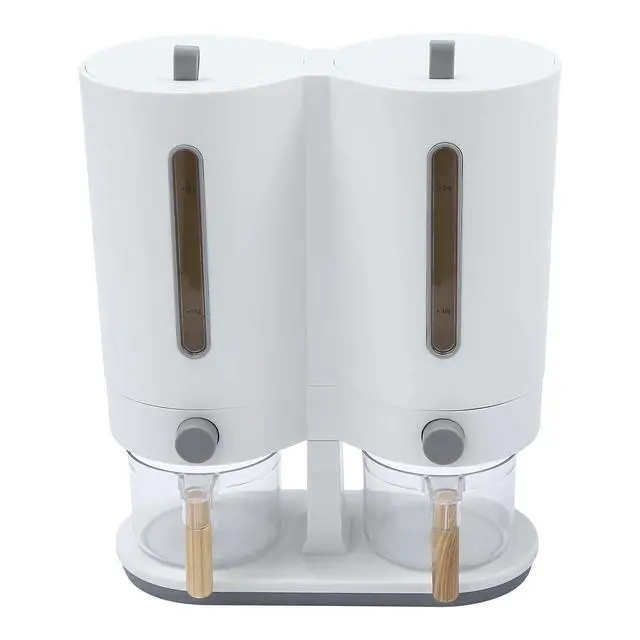 Alt view image 3 of 7 - Dual Rice Dispenser Large Capacity Dry Food Dispenser with2 Measuring Cups