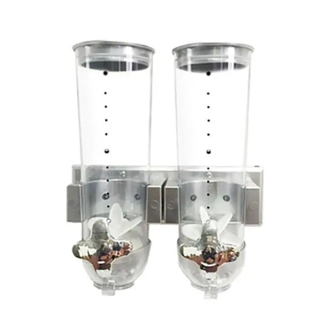 Alt view image 3 of 7 - 2 Pack 3L Wall Mounted Cereal Dispenser Dry Food Candy Storage Container Silver