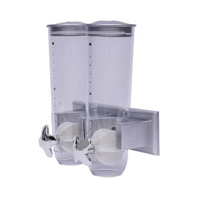 Alt view image 5 of 7 - 2 Pack 3L Wall Mounted Cereal Dispenser Dry Food Candy Storage Container Silver