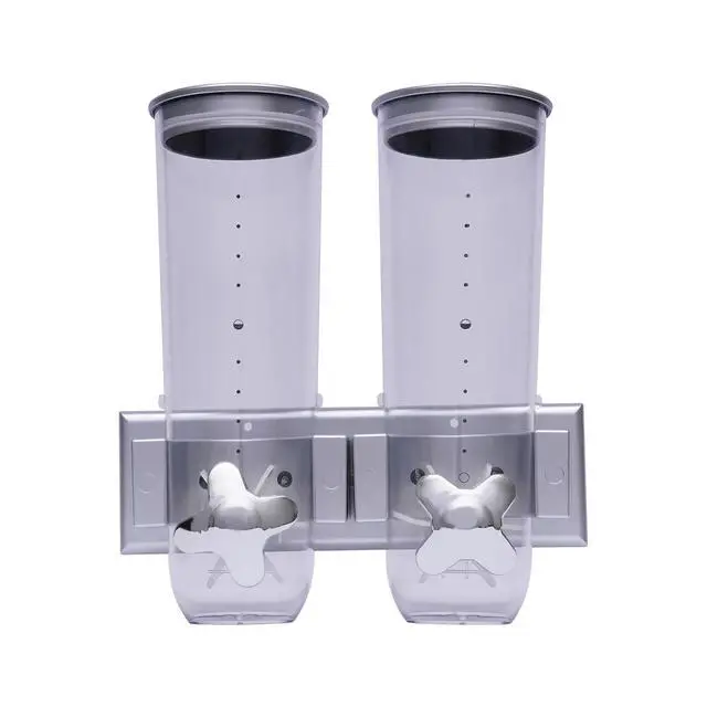 Alt view image 4 of 7 - 2 Pack 3L Wall Mounted Cereal Dispenser Dry Food Candy Storage Container Silver