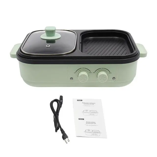 Alt view image 3 of 7 - Electric Hot Pot With Grill Area, Multi-purpose Hot Pot, 2-In-1 Electric Hot Pot