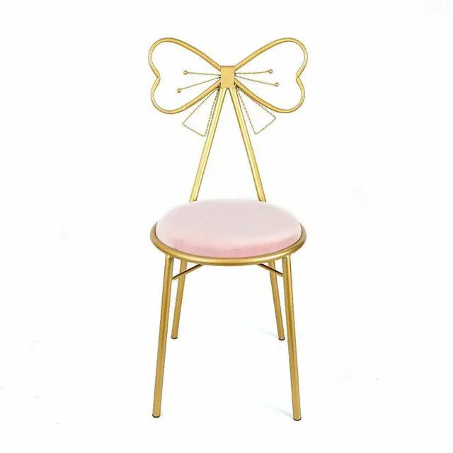 Alt view image 3 of 7 - Modern Simple Dressing Table Makeup Chair With Stool Pink Vanity Velvet Chair