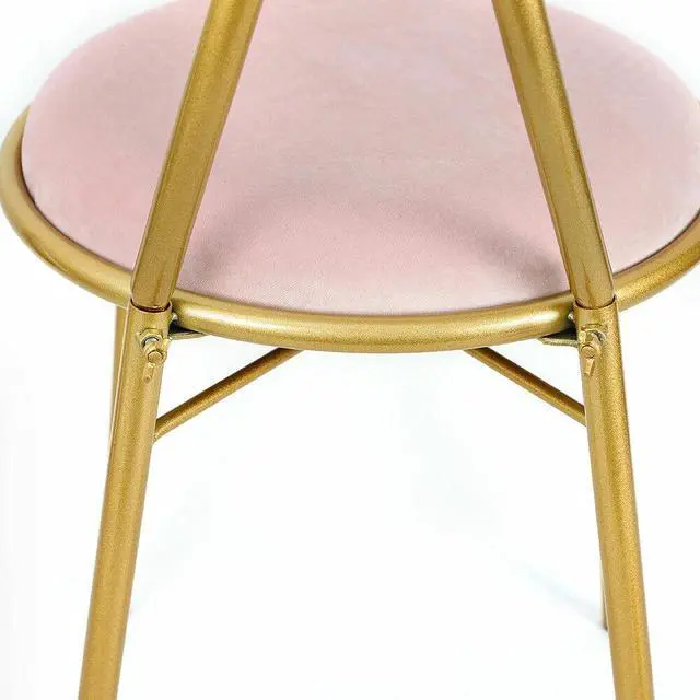 Alt view image 5 of 7 - Modern Simple Dressing Table Makeup Chair With Stool Pink Vanity Velvet Chair