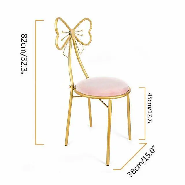 Alt view image 4 of 7 - Modern Simple Dressing Table Makeup Chair With Stool Pink Vanity Velvet Chair