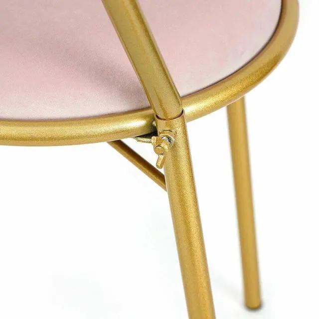 Alt view image 6 of 7 - Modern Simple Dressing Table Makeup Chair With Stool Pink Vanity Velvet Chair