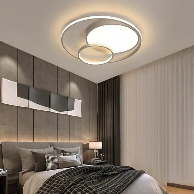 Alt view image 4 of 7 - Modern Acrylic LED Ceiling Light Fixture 3 Rings Round Chandelier Bedroom Decor