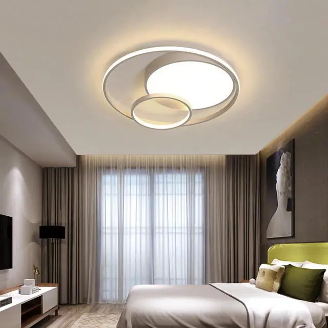 Alt view image 2 of 7 - Modern Acrylic LED Ceiling Light Fixture 3 Rings Round Chandelier Bedroom Decor