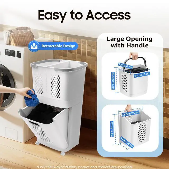 Main image of Plastic Household Laundry Basket Hampers for Laundry Hamper Clothes Basket US