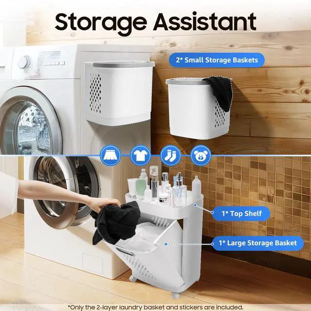 Alt view image 3 of 7 - Plastic Household Laundry Basket Hampers for Laundry Hamper Clothes Basket US
