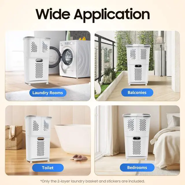 Alt view image 4 of 7 - Plastic Household Laundry Basket Hampers for Laundry Hamper Clothes Basket US