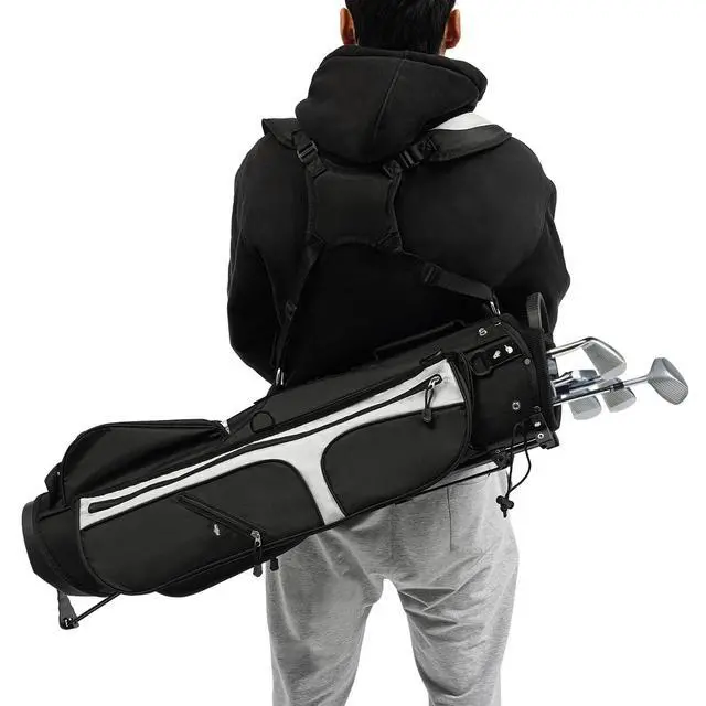 Alt view image 7 of 7 - Lightweight Golf Stand Carry Bag With 3 Dividers And 5 Pockets, Easy to Carry