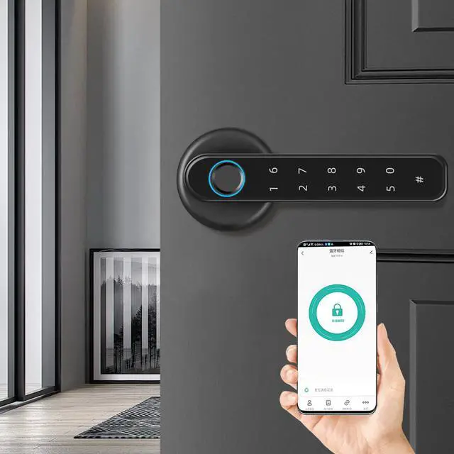 Alt view image 3 of 7 - Fingerprint Smart Door Lock Biometric Door Lock With Handle Control New