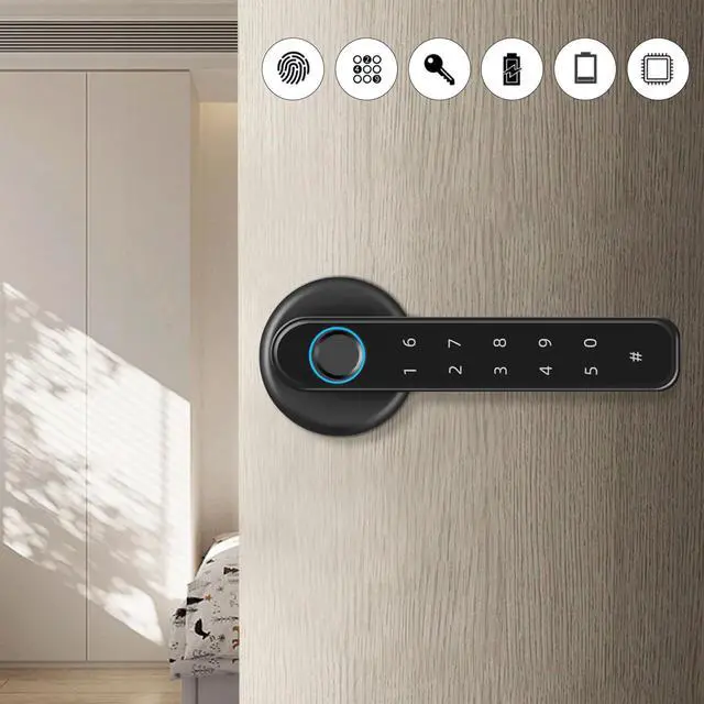 Alt view image 5 of 7 - Fingerprint Smart Door Lock Biometric Door Lock With Handle Control New