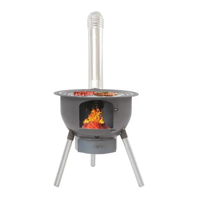 Alt view image 4 of 7 - Wood Stove Portable Camping Wood Burning Stove with Chimney Pipe BBQ Stove