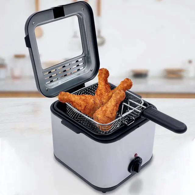 Alt view image 2 of 7 - Electric Deep Fryer With Basket Small Fryer Stainless Steel Fish Fryer 1KW 2.5L