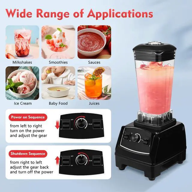 Alt view image 4 of 7 - Professional Blender 3HP 2L Heavy Duty Commercial Blender Mixer Juicer 2200W NEW