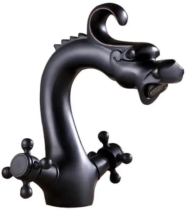 Main image of Bathroom Sink Basin Faucet Waterfall 2 Handle Single Hole Vanity Mixer Tap Black
