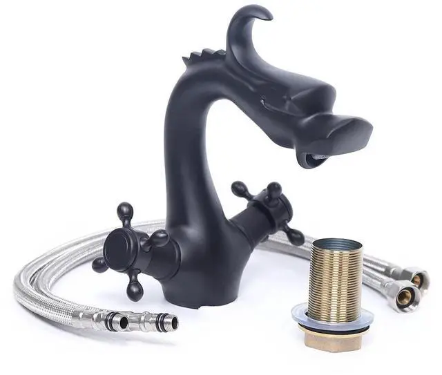 Alt view image 5 of 7 - Bathroom Sink Basin Faucet Waterfall 2 Handle Single Hole Vanity Mixer Tap Black