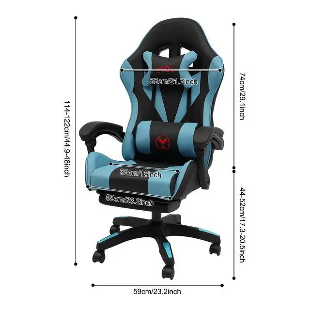 Alt view image 2 of 7 - Gaming Chair Ergonomic Gaming Chair for Adults with Footrest & Lumbar Pillow
