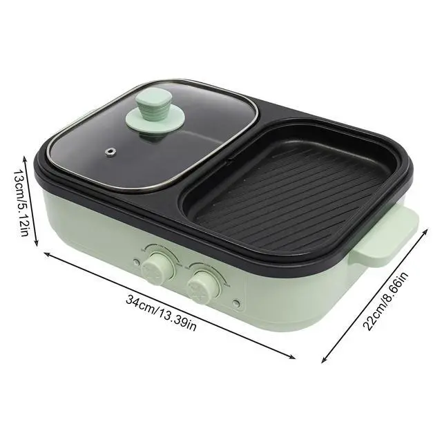 Alt view image 5 of 7 - Electric Hot Pot With Grill Area, Multi-purpose Hot Pot, 2-In-1 Electric Hot Pot