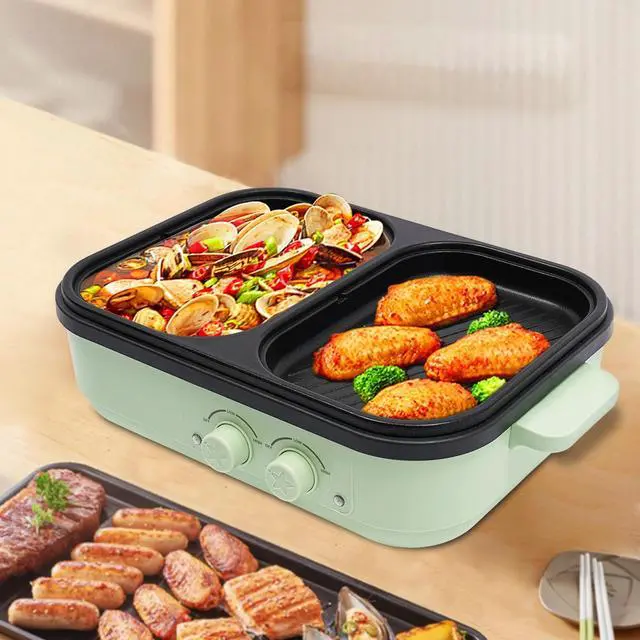 Alt view image 2 of 7 - Electric Hot Pot With Grill Area, Multi-purpose Hot Pot, 2-In-1 Electric Hot Pot