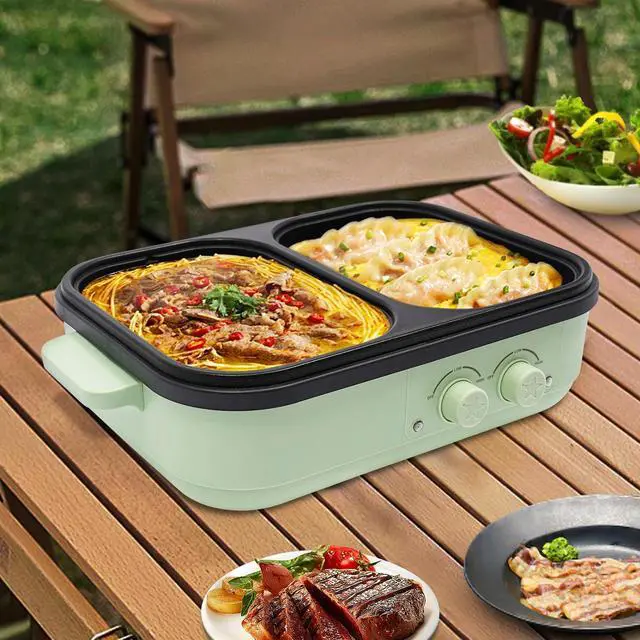 Alt view image 3 of 7 - Electric Hot Pot With Grill Area, Multi-purpose Hot Pot, 2-In-1 Electric Hot Pot