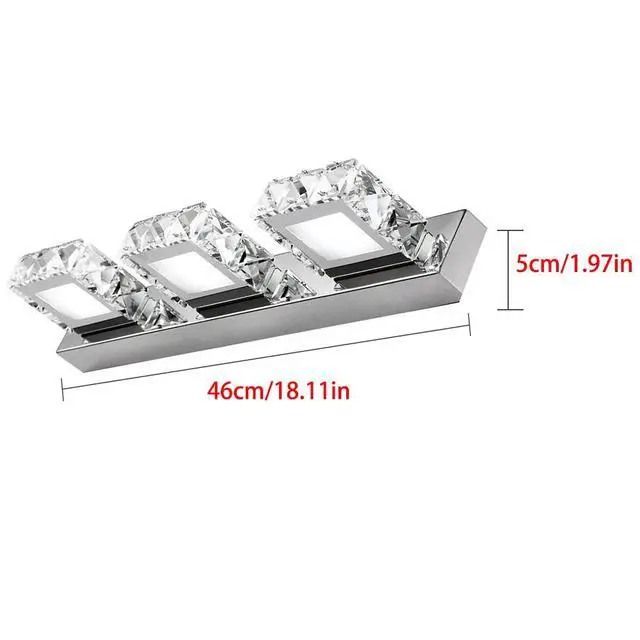 Alt view image 2 of 7 - 3 Square Lights Modern Bathroom Vanity Light LED Crystal Mirror Front Wall Lamp