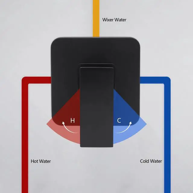 Alt view image 5 of 7 - Shower Tap Control Valve Brass +Handle Bathroom Hot/Cold Mixer Faucet Wall Mount