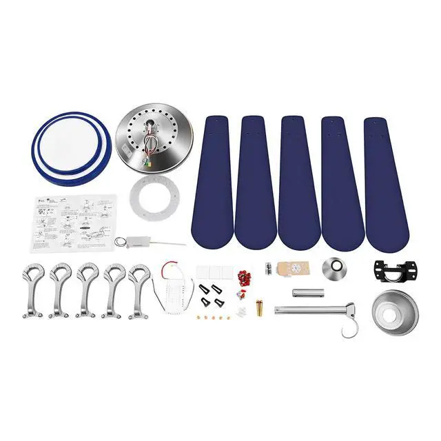 Alt view image 7 of 7 - 52'' Ceiling Fan with LED Light Remote 6 Speed 5 Blades Modern Fan Light 35W