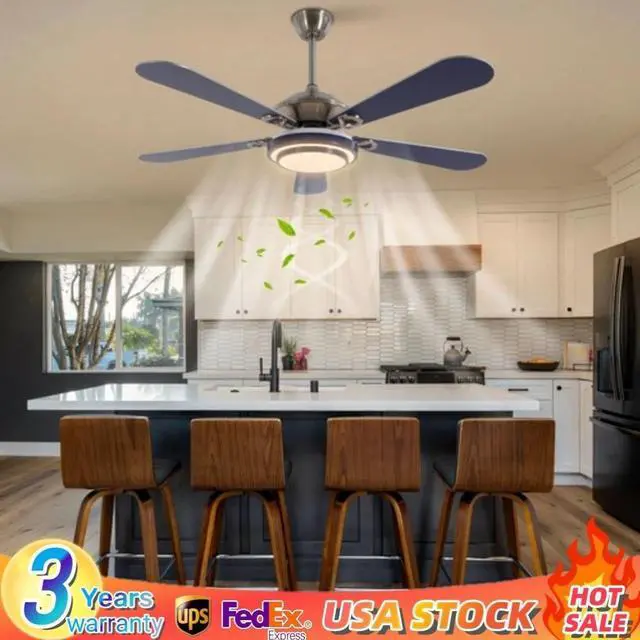 Main image of 52'' Ceiling Fan with LED Light Remote 6 Speed 5 Blades Modern Fan Light 35W