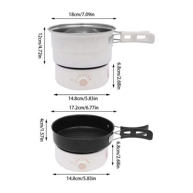 Alt view image 5 of 7 - 1.6L Mini Hot Pot Multifunction Split Electric Cooker with Steamer 110V 500W New