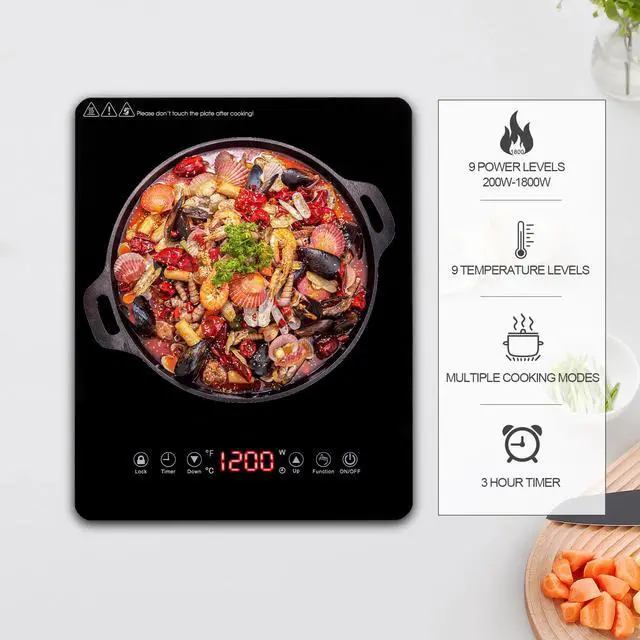 Alt view image 2 of 7 - Electric Induction Cooktop Built-in Stove Top Single Burners Portable w/ Timer