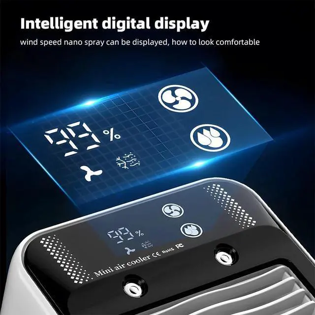 Alt view image 3 of 7 - Desktop Fan Water tank Mini Air Cooler Portable Personal Cooling Device 3000mAh