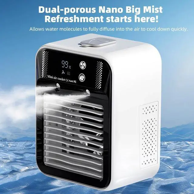 Alt view image 5 of 7 - Desktop Fan Water tank Mini Air Cooler Portable Personal Cooling Device 3000mAh