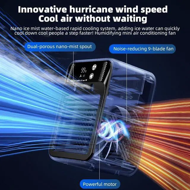 Alt view image 2 of 7 - Desktop Fan Water tank Mini Air Cooler Portable Personal Cooling Device 3000mAh