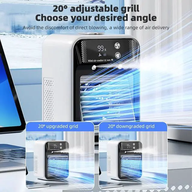 Alt view image 4 of 7 - Desktop Fan Water tank Mini Air Cooler Portable Personal Cooling Device 3000mAh