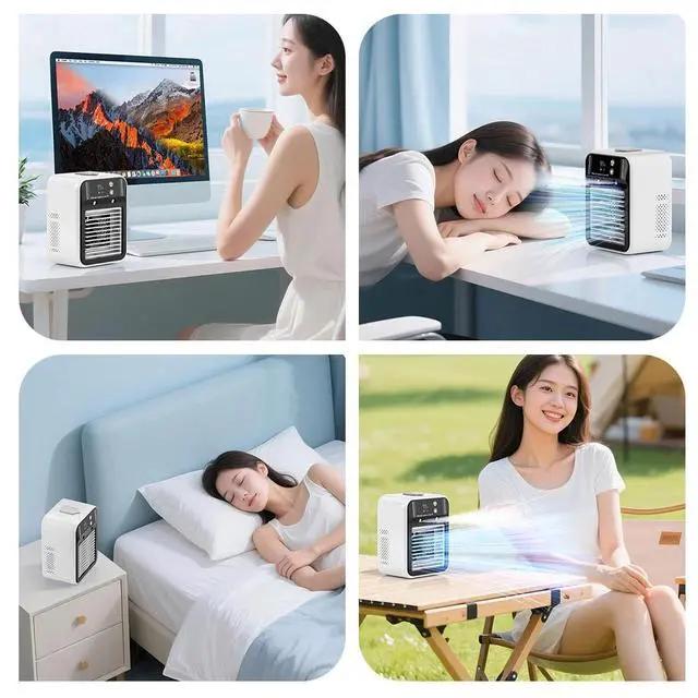 Alt view image 7 of 7 - Desktop Fan Water tank Mini Air Cooler Portable Personal Cooling Device 3000mAh