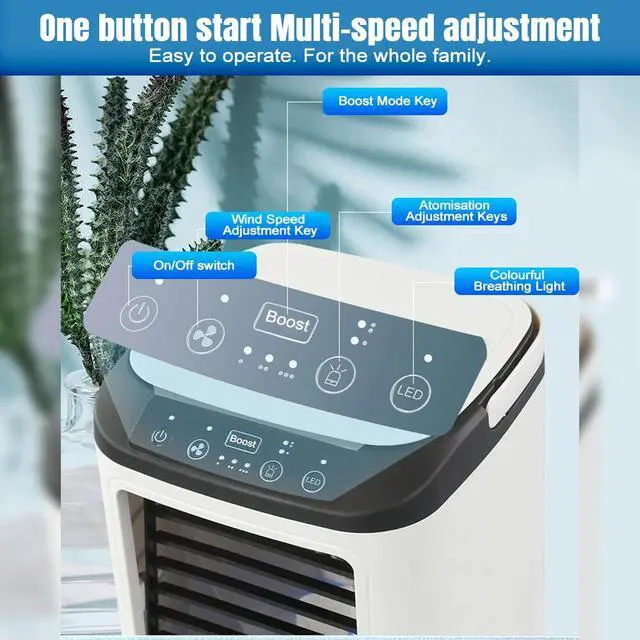 Alt view image 5 of 7 - Air Conditioner Fan Dual Spray Ultrasonic Atomization 3-Speed Mute Air Cooler US