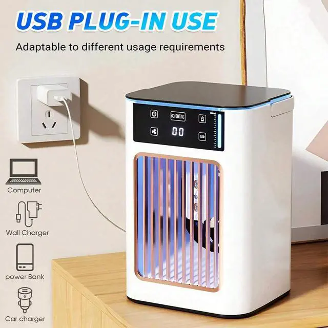 Alt view image 3 of 7 - Upgraded USB Personal Desk Air Cooler Portable Air Conditioners W/3 Speeds