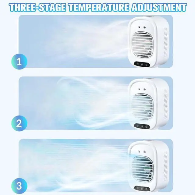 Alt view image 5 of 7 - 3 Speed Air Cooler Mini Desktop Rechargeable Smart Ice Mist Humidifier for Home