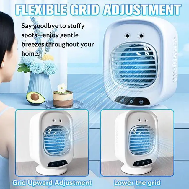 Alt view image 3 of 7 - 3 Speed Air Cooler Mini Desktop Rechargeable Smart Ice Mist Humidifier for Home